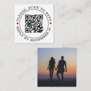 Carte D'accompagnement Scan QR code RSVP photo noir et blanc mariage En