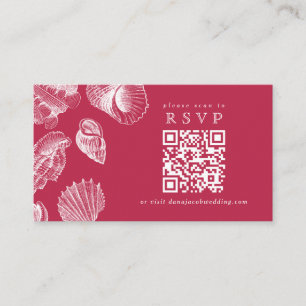 Carte D'accompagnement Scan QR Code VIva Magenta Nautical Seashell RSVP