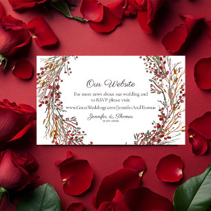 Carte D'accompagnement Scarlet Red Winter Wreath Floral Mariage Website