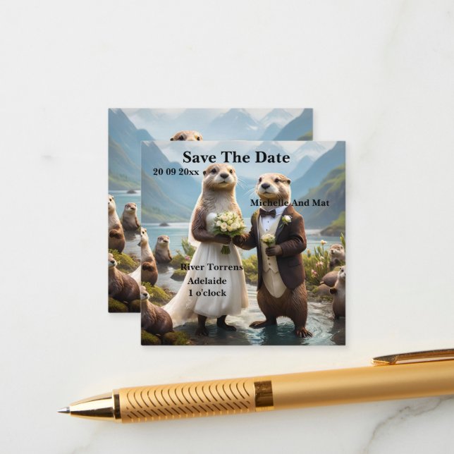 Carte D'accompagnement **"Scellé avec un baiser : Otterly in Love"** (Devant/Arrière en situation)