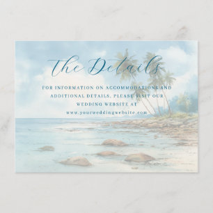 Carte D'accompagnement Scène de plage sereine à l'aquarelle bleue