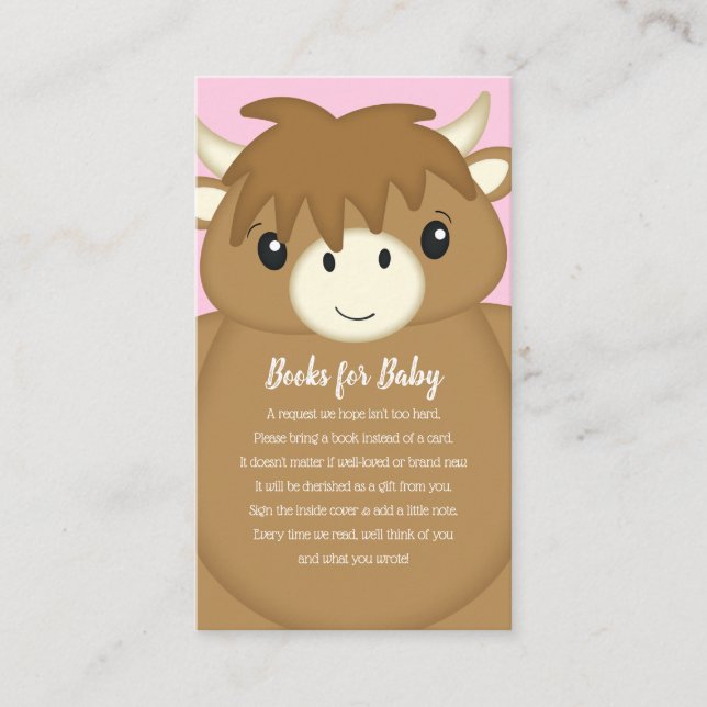 Carte D'accompagnement Scottish Highland Baby shower de vache rose (Devant)