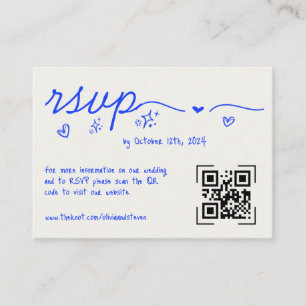 Carte D'accompagnement Scribble à main Quirky QR Code Mariage RSVP