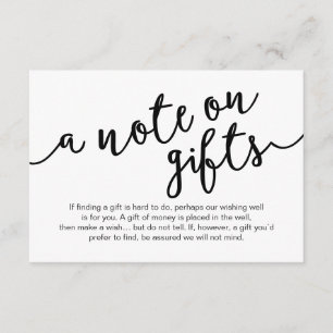 Carte D'accompagnement Script Black Rustique, Une note sur les cadeaux