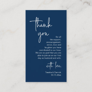 Carte D'accompagnement Script bleu marine moderne, Merci Mariage