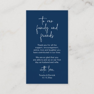 Carte D'accompagnement Script bleu marine moderne, Merci Mariage