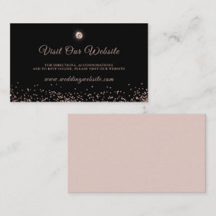 Carte D'accompagnement Script de Parties scintillant en or Rose noir