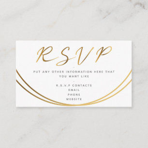 Carte D'accompagnement Script d'effet or, blanc RSVP