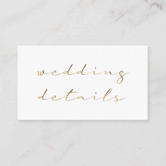 Carte D'accompagnement Script d'effet or, détails blanc (Devant)