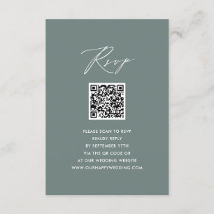 Carte D'accompagnement Script élégant moderne Sage Green QR Wedding RSVP