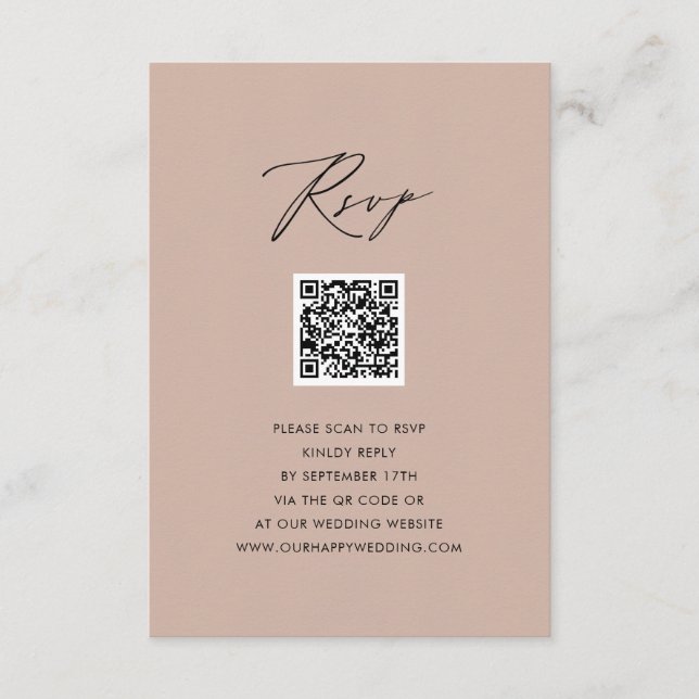Carte D'accompagnement Script élégant rose vif Simple mariage QR RSVP (Devant)