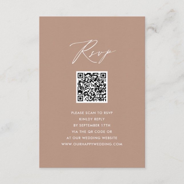 Carte D'accompagnement Script élégant rose vif Simple mariage QR RSVP (Devant)