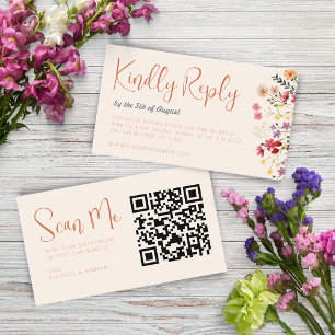 Carte D'accompagnement Script Fleur sauvage Whimsical RSVP me scanner Mar