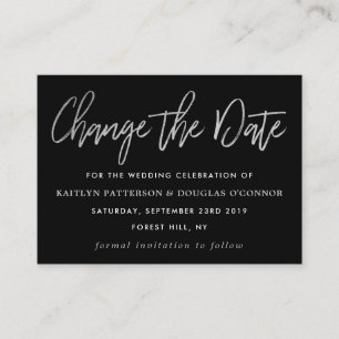 Carte D'accompagnement Script Foil Argent Moderne Modifier La Date