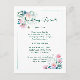 Carte D'accompagnement Script Font Pastel Garden Flowers Wedding