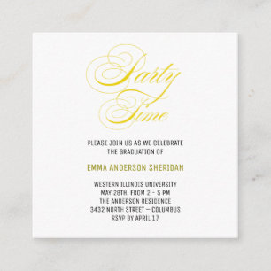 Carte D'accompagnement Script minimaliste élégant Gold Grad Party