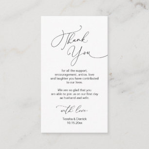 Carte D'accompagnement Script minimaliste moderne, Mariage Merci Enclo