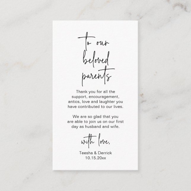 Carte D'accompagnement Script minimaliste moderne, Merci Mariage Enclos (Devant)