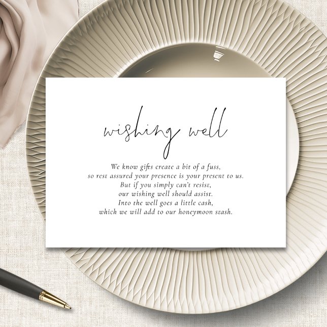 Carte D'accompagnement Script minimaliste noir Mariage blanc désir bien (Créateur téléchargé)