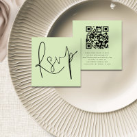 Script minimaliste QR Code Lime Cream Wedding RSVP