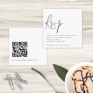Carte D'accompagnement Script minimaliste QR Code Mariage RSVP