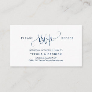 Carte D'accompagnement Script moderne, bleu marine, fête RSVP