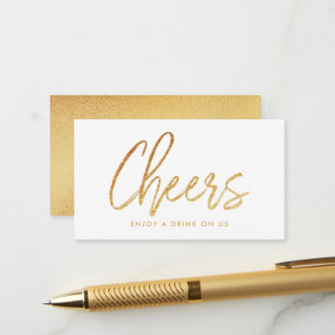 Carte D'accompagnement Script moderne Gold Foil "Chefs" Billet de boisson