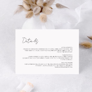 Carte D'accompagnement Script moderne minimaliste Simple Blanche