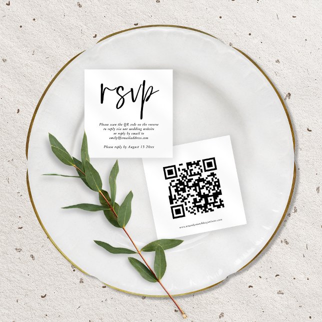 Carte D'accompagnement Script moderne QR Code Mariage N'importe quelle co (Créateur téléchargé)