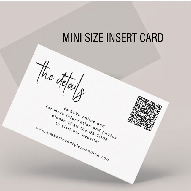 Carte D'accompagnement Script moderne QR CODE moderne RSVP détails mariag (Créateur téléchargé)