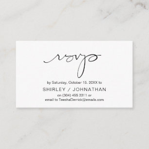 Carte D'accompagnement Script noir minimaliste moderne, RSVP de mariage