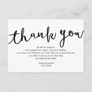 Carte D'accompagnement Script noir rustique, Merci Mariage