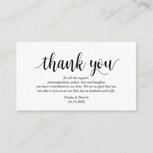 Carte D'accompagnement Script noir rustique moderne, Merci Mariage