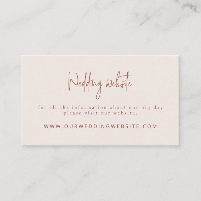 Carte D'accompagnement Script Police Terracotta & Cream Site Mariage (Devant)