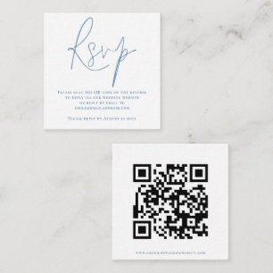 Carte D'accompagnement Script QR Code Mariage bleu blanc RSVP