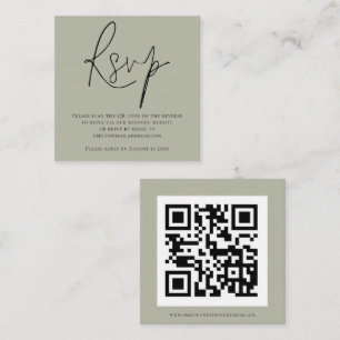 Carte D'accompagnement Script QR Code Soft Sage Green Wedding RSVP