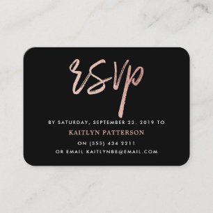 Carte D'accompagnement Script Rose moderne Gold Foil RSVP