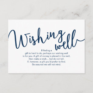 Carte D'accompagnement Script Rustique bleu marine, Mariage Wishing Well