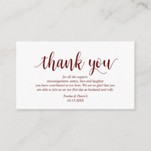 Carte D'accompagnement Script rustique moderne de Bourgogne, Merci Mariag