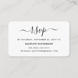 Carte D'accompagnement Script simple moderne noir et blanc RSVP