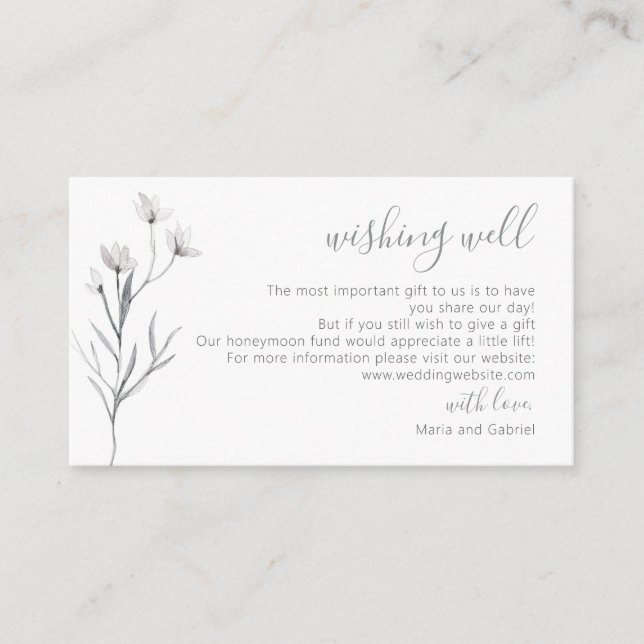 Carte D'accompagnement Script simple. Un Mariage botanique qui veut bien (Devant)