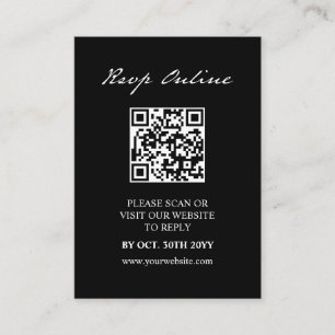 Carte D'accompagnement Script stylo minimaliste QR Code Noir Mariage RSVP