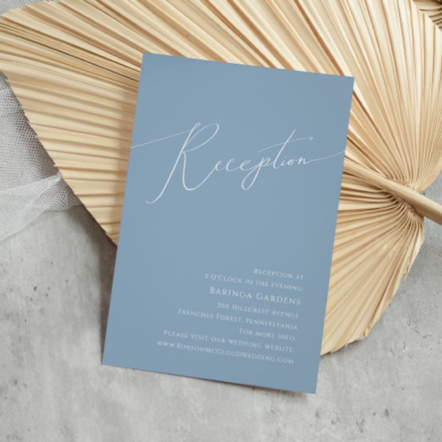Carte D'accompagnement Script Whimsical | Dusty Blue Wedding Réception (Créateur téléchargé)