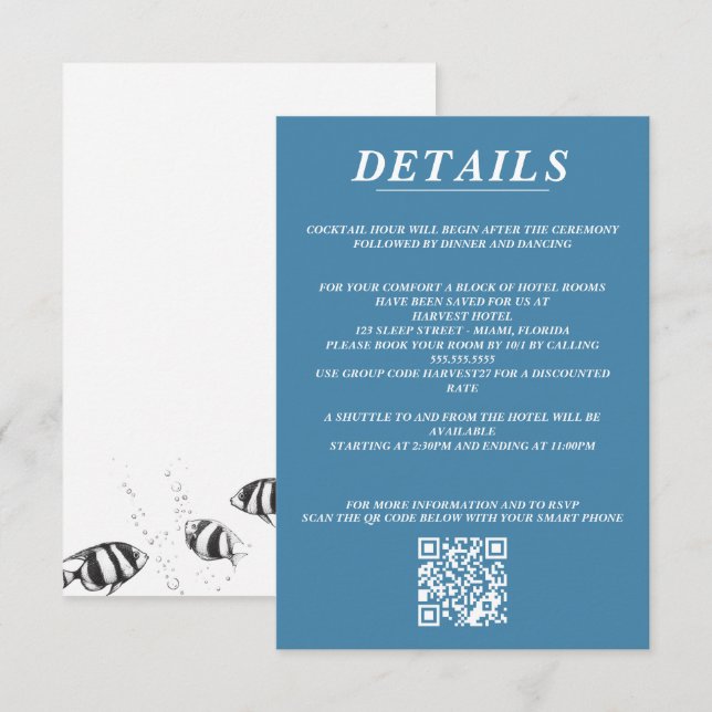 Carte D'accompagnement Scuba Couple QR Code et détails (Devant / Derrière)