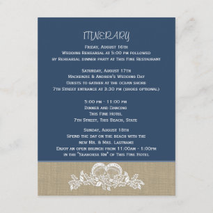 Carte D'accompagnement Sea Garland Tropical Beach Mariage Itinéraire Bleu
