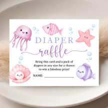 Sea You Soon Baby Shower Pink Ocean Diaper Raffle