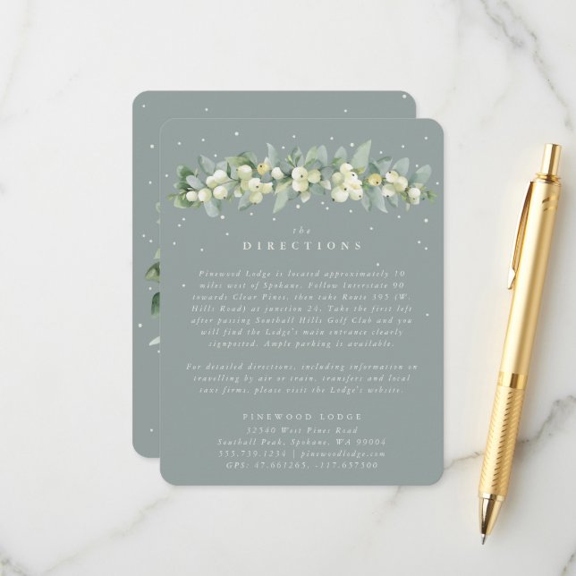 Carte D'accompagnement Seafoam Snowberry+Eucalyptus Garland Directions (Devant/Arrière en situation)