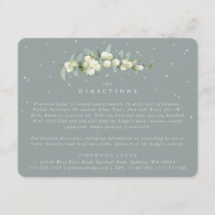 Carte D'accompagnement Seafoam Snowberry+Eucalyptus Mariage Directions