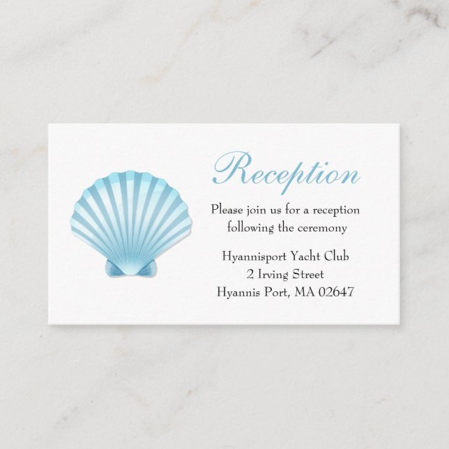 Carte D'accompagnement Seashell Coastal Romantique Mariage d'été Réceptio (Devant)