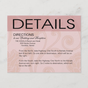 Carte D'accompagnement Seashell Dreams Beach Wedding Directions roses